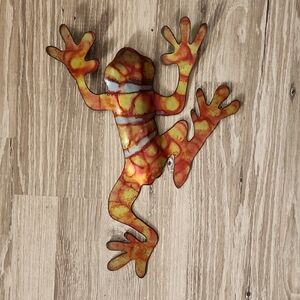 Metal Tree Frog Wall Art - Orange and Brown